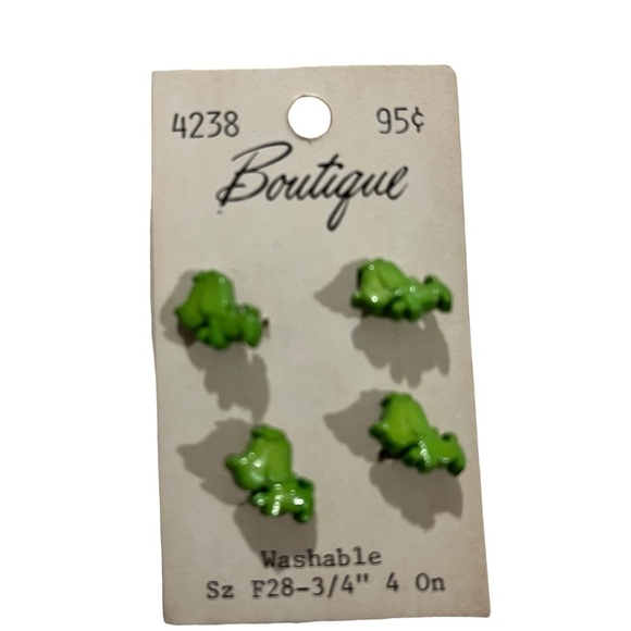 Vintage Set of 7 Boutique Washable Green Hound Dog Buttons Size F28 3/4” NOS - Picture 3 of 4